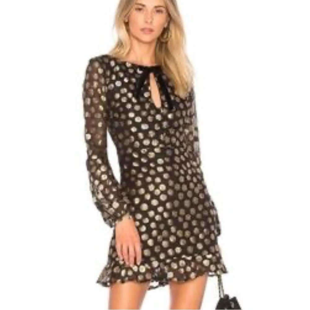 For Love And Lemons Black and Gold Long Sleeve Dress - Picture 4 of 11
